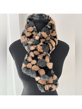 DANIER Faux Fur Winter Scarf Cozy Multi-Colour Soft Chic